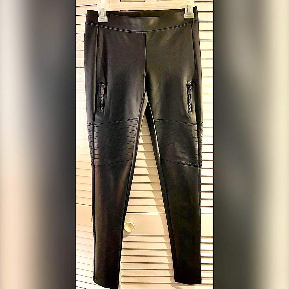 EXPRESS FAUX MOTTO LEATHER LEGGINGS